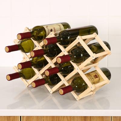 China Wholesale Sustainable Multi-Bottled Ornaments Home Folding Wooden Wine Bottle Rack for sale