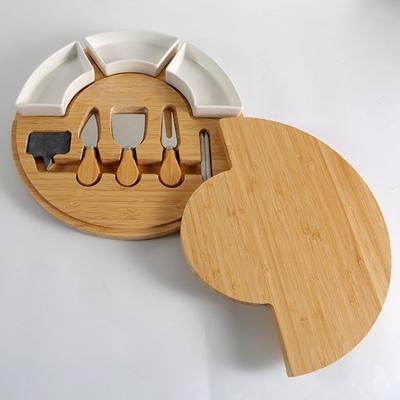 China Viable customization chopper set round cheese board wholesale ceramic bamboo tray for sale