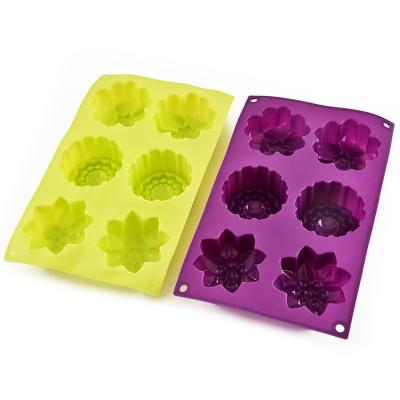 China Sustainable 6 Grids Bread Mold Roses Flowers Cookies Baking Cake Molds Diy Handmade Silicone Muffin Mold for sale