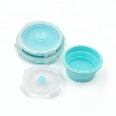 China Folding Lunch Bento Box Travel Silicon Food Bowl Heatable Round Collapsible Storage Container Silicone for sale