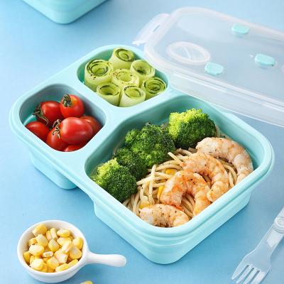 China Heatable Collapsible Silicone Food Storage Container Lunch Bento Box Storage Boxes Foldable Box for sale