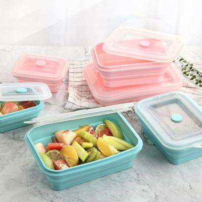 China Freshness Preservation Microwavable Airtight Collapsible Lunch Box Silicone Mold Collapsible Food Storage Containers With Lids for sale