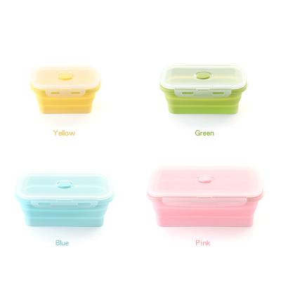 China 4 Pack Heatable Collapsible Food Containers Collapsible Silicone Storage Bins Lunch Box for sale