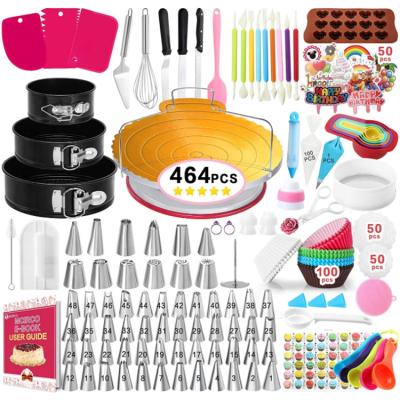 China Sustainable Hot Sale On Amazon Food Grade 464 Pcs Baking Tool And Accessories Supplies Cake Tools Decorating Set for sale