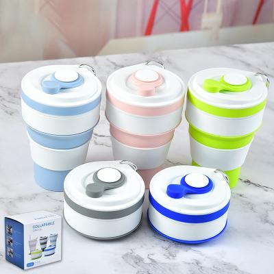 China Custom Stocked 350ml Silicone Colapsable Eco Friendly Coffee Mug With Silicon Lid for sale