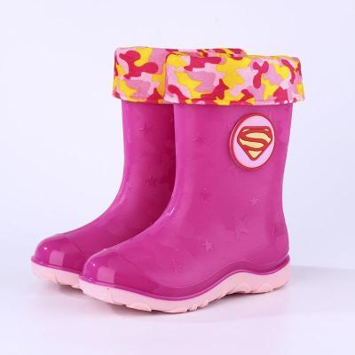 China Lightweight High Quality Kids Water Make Superman Cozy Cute Child Resistant PVC Boots Waterproof Boots for sale