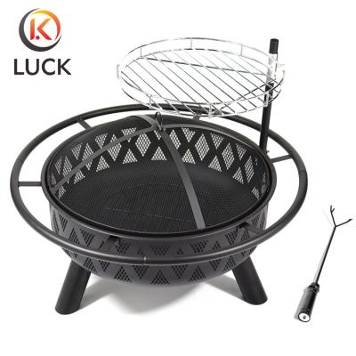 China Easily Assembled Outdoor Round Wood Patio Stove Garden Metal Brazier Fire Pit for sale