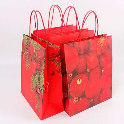 China Biodegradable Customized Printed Christmas Kraft Paper Gift Bag for sale