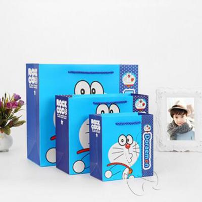 China Cartoon Recyclable Promotional Doraemon Printing Happy Birthday Paper Gift Bag For Kids for sale