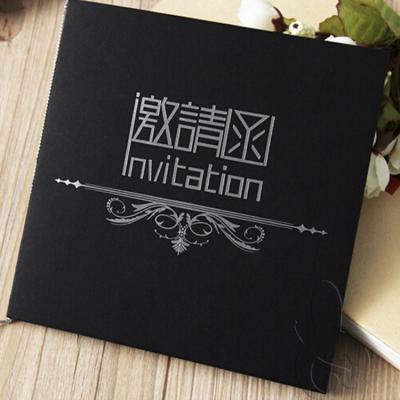 China Black Color Wedding Invitation Card BIODEGRADABLE Luxury Paper Printing for sale