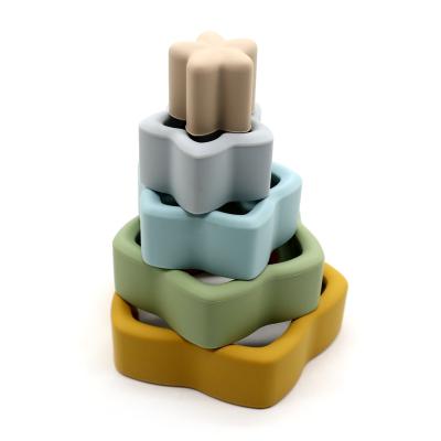 China Silicone Factory Sale Various Soft Silicone Baby Stacker Stacking Toy Educational Teether for sale