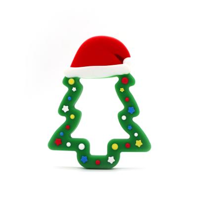 China Soft Toy Christmas tree Shape Food Grade Silicone Chewable Baby Teethers for sale