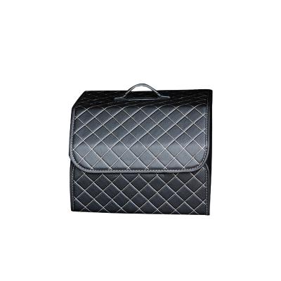 China Foldable Business Box Sundries Car Trunk Leather Receipt Removable Organizer Storage Box for sale