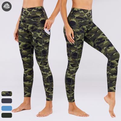 China Antibacterial IN Sublimation Activewear Lady High Waist Camo RUNNING Gaiters With Pockets Workout Gym Sports Cheap Tight Women Yoga Pants Along for sale