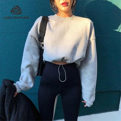 China High Waist Hoodies Women Cotton Long Sleeve Plain 100% Long Sleeve Hoodie Breathable Ready Running Naked Belly Hoodie for sale