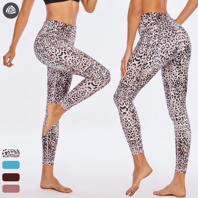 China Breathable In Yoga Wear Fitness Leopard Print Sublimation Gym Capri Gaiters Running Yoga Pants For Women for sale