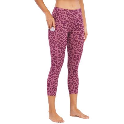 China Breathable Sublimation Leopard Yoga Pants Gaiters For Women High Waist Yoga Gaiters With Pocket for sale