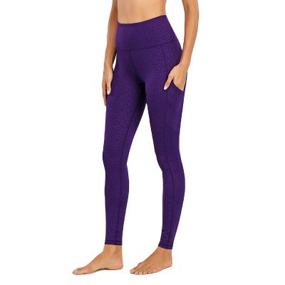 China Breathable Purple Leopard Yoga Pants Sports Leggings With Custom Logo for sale