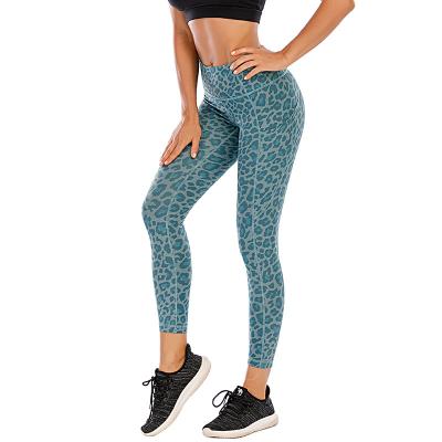 China Breathable Sublimation Women High Waisted Fitness Wear Clothing Sports Pants Leopard Yoga Gaiters With Pocket for sale