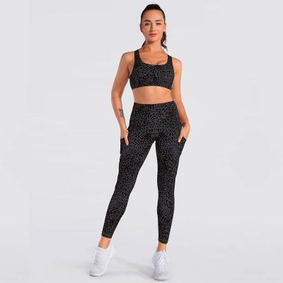 China Wholesale Antibacterial Women's High Waist Fashion Workout Leggings Leopard Sublimation Yoga Pants With Pockets for sale