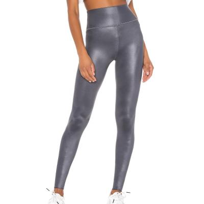 China High Waisted Faux Leather Womens Femme Femme Leather Leggings Antibacterial Stretch Shiny Tight Pants Gaiters for sale