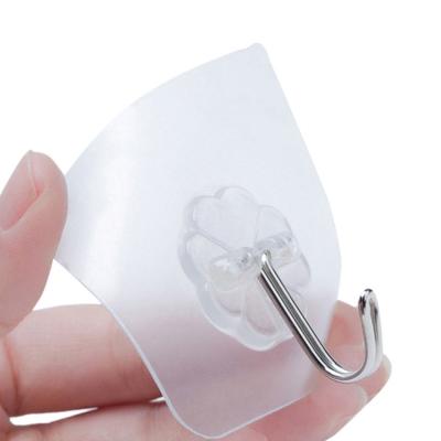 China Stocked Wholesale Cheap Easy Style Plastic Heavy Duty Strong Adhesive Sticker Seamless Hooks Transparent Strong Sticky Hooks for sale