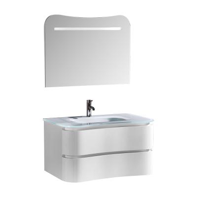 China Hot Sale Modern Cheap High Gloss White Finished PU Bathroom Vanity for sale