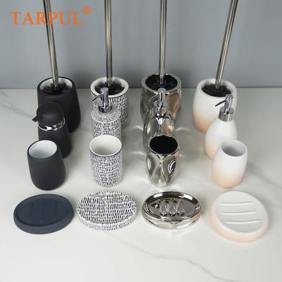 China Tarpul 5pcs Sustainable Dot Silver White Black And Pink Ceramic Bathroom Accessories Bath Sets for sale