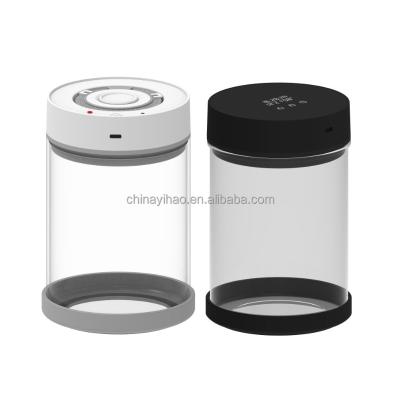 China Refillable Smart Vacumm Glass Canister Storage Canister Refillable Automatic Vacuum Closed Herb for sale