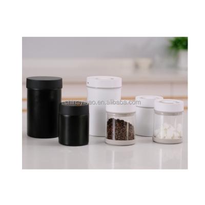 China Vacumm Factory Hot Stamping Coffee Beans Herb Automatic Vacuum Jar Food Storage Canister for sale