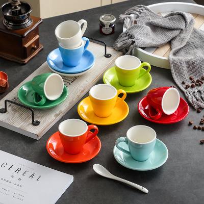 China New Design Sustainable Coffee Mug Manufacturers Colorful Ceramic Coffee Mug Set Coffee Cup With Saucer for sale