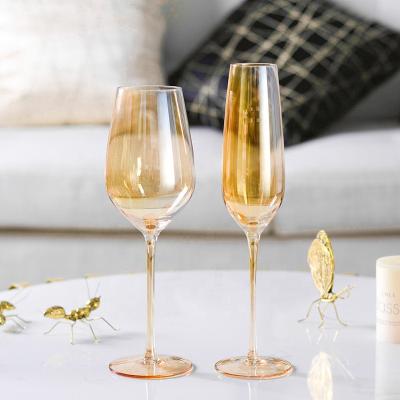 China Wholesale Creative Lightweight And Durable Champagne Cup Lead Free Tumbler Of Crystal Amber Wine Glasses Electroplating Home for sale