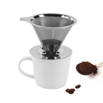 China Wholesale 304 Stainless Steel Viable Spill Over Reusable Coffee Filter Hand Drip Filter Coffee Baskets for sale