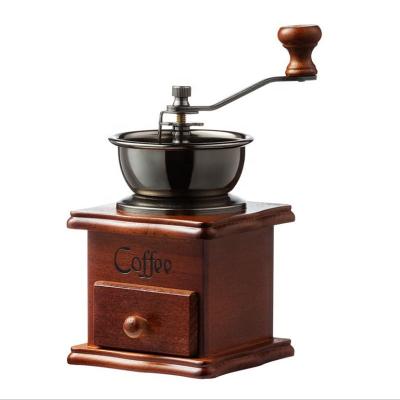 China Popular Viable Amazon Household and Office Coffee Grinder with Mini Portable Wooden Vintage Hand Coffee Grinder Coffee and Spice Grinder for sale