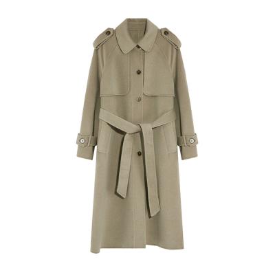 China China Breathable Luxury Fashion Women Outerwear Cashmere Wool Elegant Warm Coat With Belted for sale