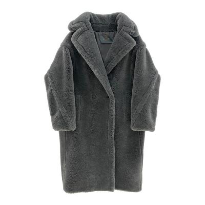 China Factory new product breathable long lapel solid color alpaca profile teddy bear shearling coat for sale