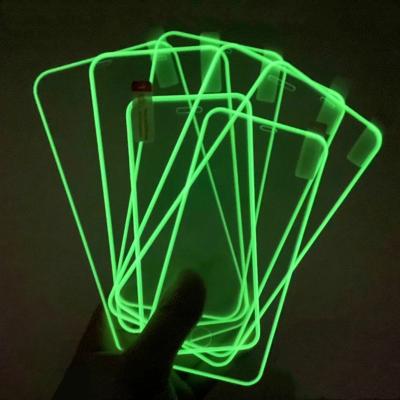 China 9H Hardness Full Coverage Fluorescent Color Tempered Glass Screen Protectors For iPhone 6 6s 7 8 X 11 12 13 pro Max Glow in Dark for sale