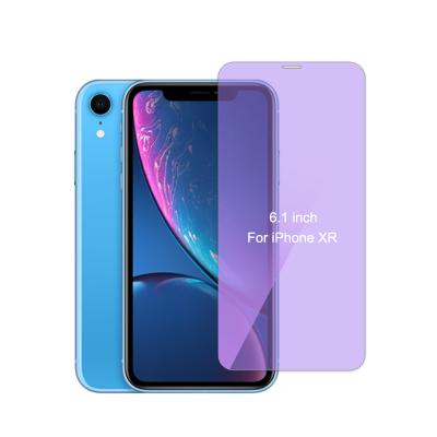 China Blue Anti Ray OEM Wholesale 6.1 Inch Full Coverage Blue Transparent Clear Light HD Anti Ray Light Tempered Glass Screen Protector For iPhone XR for sale