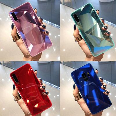 China Wholesale Fashion Luxury Soft Acrylic Cell Phone Cases Shockproof 3D Diamond Textured Mirror Phone Case TPU For Samsung A20s for sale