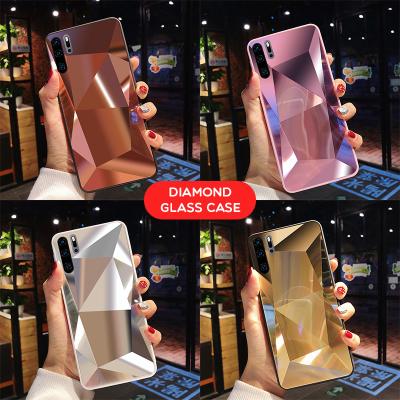 China Wholesale Fashion Luxury Soft Acrylic Cell Phone Cases Shockproof 3D Diamond Textured Mirror Phone Case TPU For Huawei P30 pro for sale