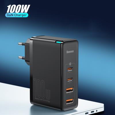 China Wholesale QC Palladium GaN 100W USB QC Multiport Safe Convenient Cell Phone Adapter Fast Charging Wall Chargers With 2 USB+2 Type C Ports for sale