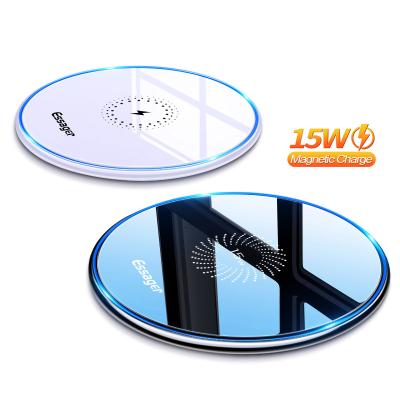 China Portable Magnetic Wireless Fast Charging Induction Radio Pad 15W 10W Cell Phone Qi Charger Fast Charger For AirPods iPhone X XR XS 11 12 for sale