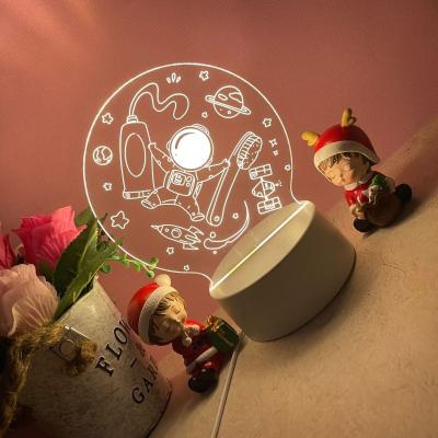 China New Product Modern Warm USB Astronaut Cartoon 3d White Night Light Acrylic Lamp For Baby Room for sale