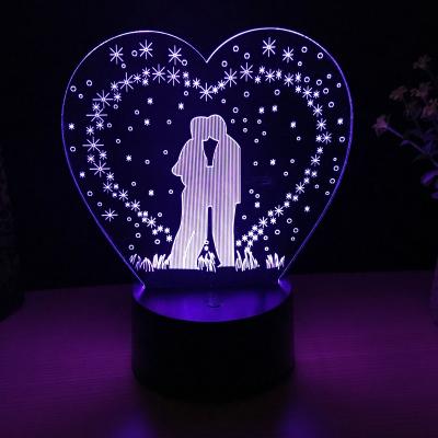 China Modern Custom Valentine's Day Gifts Couples 3d Color Mood Kissing Light for sale