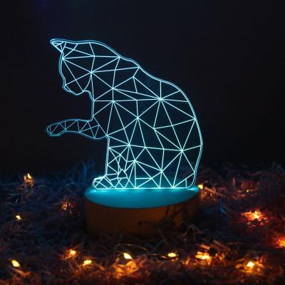 China Modern Hot Selling Solid Wood Base Anime Animal Led 3d Night Lights For Baby Room for sale