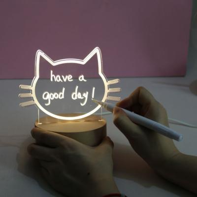 China Modern Erasable Acrylic 3d Message Board Acrylic Led Night Light Light For Kids for sale