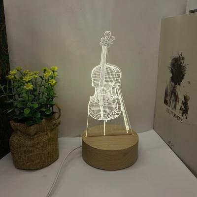 China Modern base modern wooden illusion hot sale 3d night light acrylic led lamp for room for sale