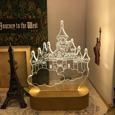 China New Modern Custom Photo 3d Illusion Acrylic Cute Birthday Gift Wooden Lamp For Kids for sale