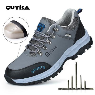 China GUYISA Toe Toe Sports Safety Shoe Steel Sneaker Steel Toe Waterproofing Men's Leather Shoes For Worker for sale