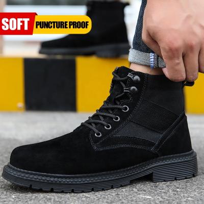 China Black Leather Martin Boots CE Top Steel Toe GUYISA Big High High Stock EU Certified New Mens Safety Boots for sale